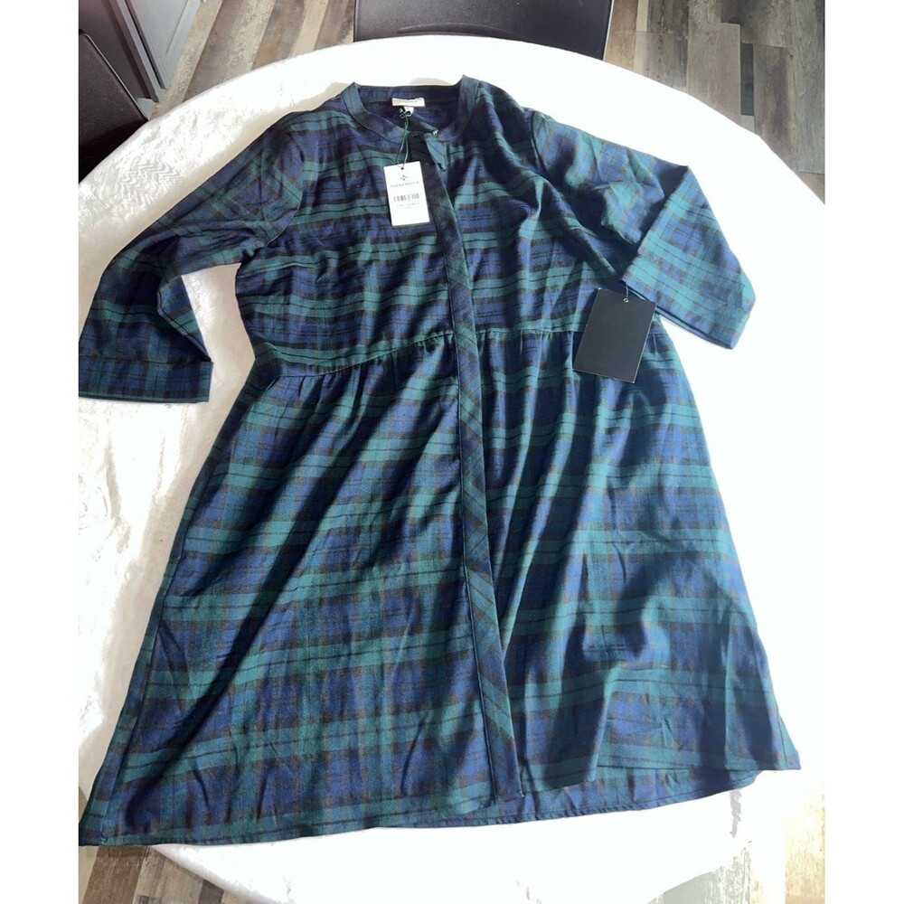 Blue & green plaid dress sz XL
